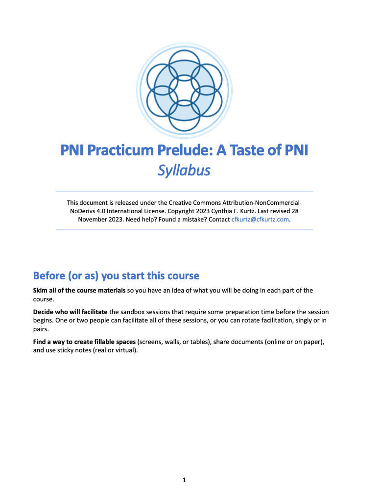 PNI Practicum Prelude Course Syllabus